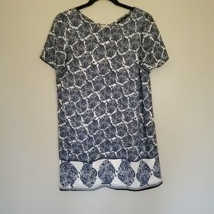 Lulus blue/white paisley print midi dress M